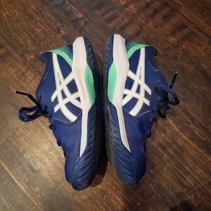 ASICS Kids Blue and Green Tennis Shoes Gel 8 GS